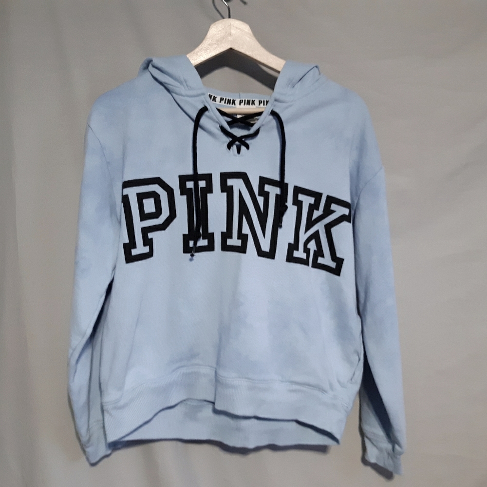 PINK | Light blue tie-dyed hoodie